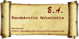 Bendekovits Antonietta névjegykártya